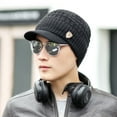 thumbnail image 1 of MSJUHEG Baseball Cap Trucker Hat Trucker Hats Women Men Warm Baggy Weave Crochet Winter Wool Knit Ski Beanie Caps Hat Golf Hat Fascinators Hats for Women Cotton 1PC Hat Black One Size, 1 of 7