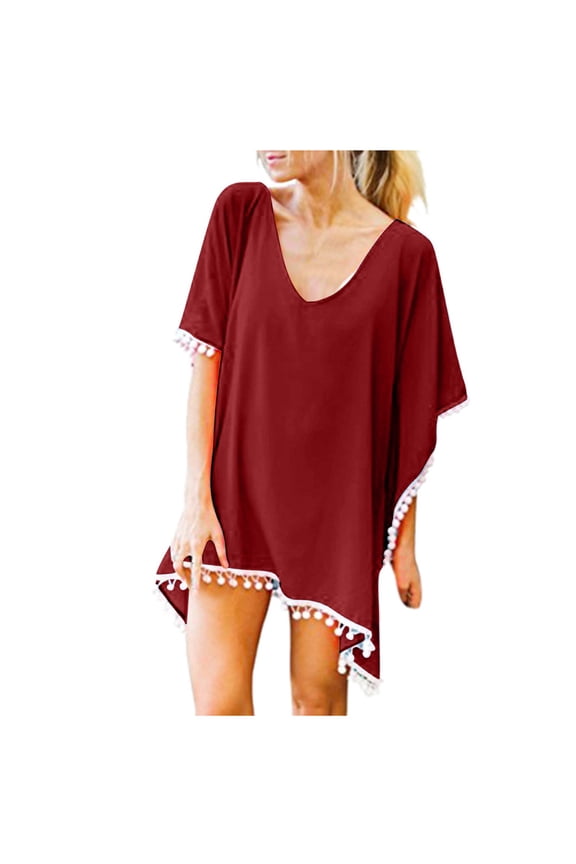 Bathing Suit Cover Ups,Sheer Cardigan,Sheer Skirt,Bathing Suit Cover Up for Women,Swimsuit Coverup for Women,Mesh Bathing Suit,Boho Shirt Red L