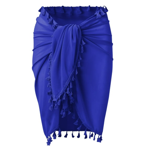 MSJUHEG Beach Sarong Wrap Bottom,Wrap Skirt,Sheer Short Skirt,Swimwear Coverup,Sarong Cover Up,Bathing Suit Wrap Skirt,Swimsuit Coverup for Women Blue One Size