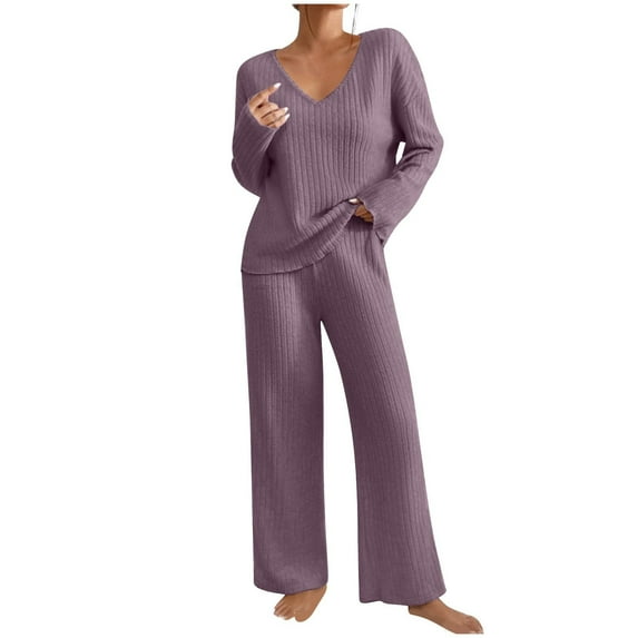 MSJUHEG Beach Sets for Women Sweatsuit Lounge Set Womens Lounge Sets for Women Summer Pants Sets Women 2 Piece Outfits Sleeveless Round Neck Tank Tops Summer Work Outfits for Women Purple 2 M
