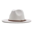 thumbnail image 1 of MSJUHEG Beanie for Women Sun Hats for Women Bucket Hat Womens Classic Wide Floppy Panama Hat Belt Buckle Wool Fedora Hat Hats for Women Fascinators Hats for Women Cotton 1PC Hat White One Size, 1 of 1