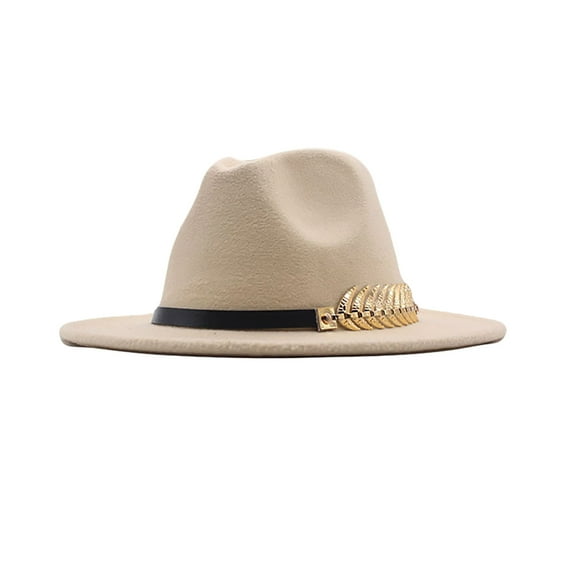 MSJUHEG Beanie for Women Sun Hats for Women Bucket Hat Womens Classic Wide Floppy Panama Hat Belt Buckle Wool Fedora Hat Hats for Women Fascinators Hats for Women Cotton 1PC Hat Beige One Size