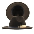 thumbnail image 1 of MSJUHEG Beanie for Women Sun Hats for Women Bucket Hat Womens Classic Wide Floppy Panama Hat Belt Buckle Wool Fedora Hat Hats for Women Fascinators Hats for Women Cotton 1PC Hat Coffee One Size, 1 of 2