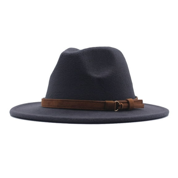 MSJUHEG Beanie for Women Sun Hats for Women Bucket Hat Womens Classic Wide Floppy Panama Hat Belt Buckle Wool Fedora Hat Hats for Women Fascinators Hats for Women Cotton 1PC Hat Dark Gray One Size