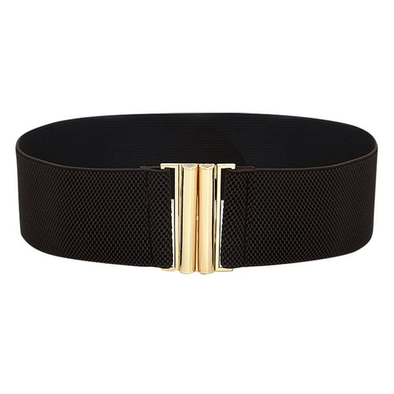 MSJUHEG Belt Buckle Mens Belts Leather Fashion Lady Wide Belts Women Wide Elastic Belt Buckle Waist Dress Stretch Leash Coffee One Size
