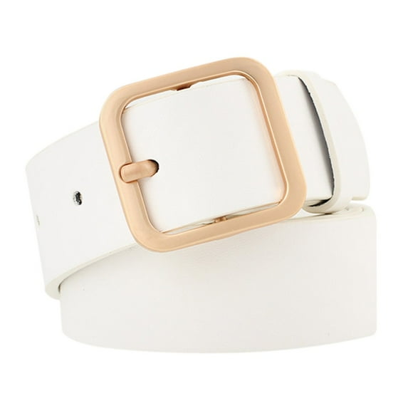 MSJUHEG Belt Buckle Mens Belts Leather New Ladies Belt Square Buckle Fashion Trend Wild Decorative Belt Leash White One Size