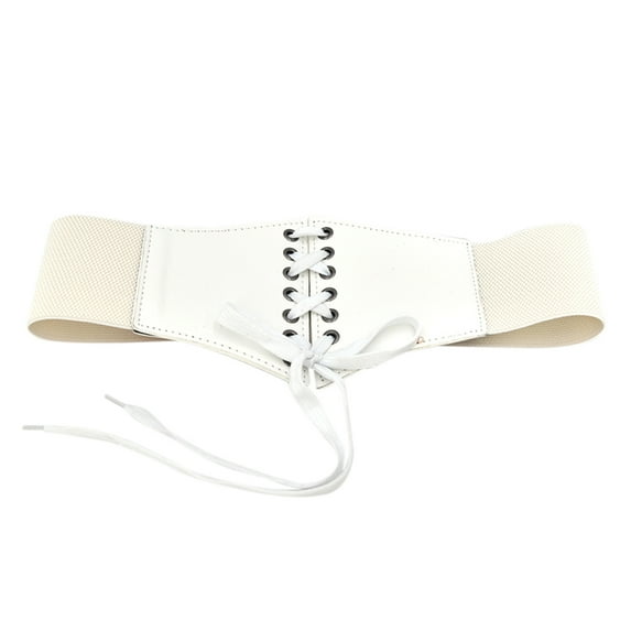 MSJUHEG Belt Buckle Mens Belts Leather Women Corset Belt Wide Leather Waist Belt For Daily Punk Dresses Chest Elastic Waistband Leash White One Size
