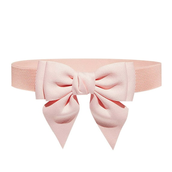 MSJUHEG Belt Buckle Mens Belts Leather Women Cute Bow Wide Elastic Waist Belt Adorable Dress Accessory Leash Pink One Size