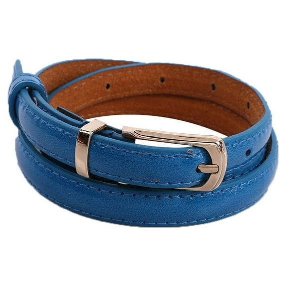 MSJUHEG Belt Buckle Mens Belts Leather Womens Middle Wide Imitation Leather Waist Belt Lady Ring Buckle Solid Waistband Leash Blue One Size