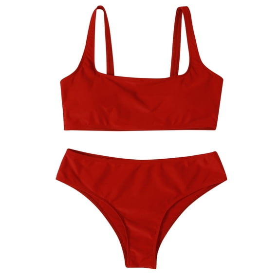 MSJUHEG Bikini Plus Size Swimsuit for Women Tankini Swimsuits for Women Swim Dress Full Coverage Swimsuits Bikini Sets for Women Tops for Women String Bikini Red Xl