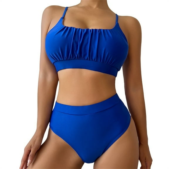 MSJUHEG Bikini Tops Full Coverage Bottoms,Bikini Sets for Women,Strapless Bathing Suits for Women,Bralette Bikini Set,Summer Swimsuit,Bathing Suit for Women,Swim Suits for Women 2025 Blue XL