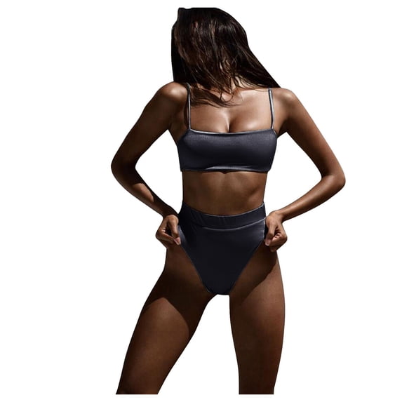 MSJUHEG Bikini Tops Full Coverage Bottoms,Thong Bikini Sets for Women,Spaghetti Straps,Bralette Bikini Set,Thong String 2 Piece Bikini Set,Bathing Suit for Women Bikini,High Cut Swimsuit Gray L