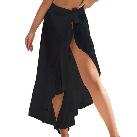 MSJUHEG Bikini Wrap,Women's Swimwear Cover Ups,Skirt Cover Up,Wrap Skirt,Bathing Suit Wrap,Swimwear Coverup,Swimsuit Coverup for Women Black One Size