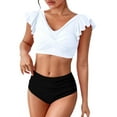 thumbnail image 1 of MSJUHEG Bikinis Set,Bikini Tops Full Coverage Bottoms,Mid Rise Bikini Sets for Women,Bathing Suits,Bathing Suit with Shorts,Tummy Control Bikini for Women,Ruched Two Piece Swimsuit White S, 1 of 5
