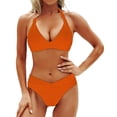 thumbnail image 1 of MSJUHEG Bikinis Set,Spaghetti Straps,Mid Rise Bikini Sets for Women,Womens Bikini,Halter String,High Waisted Bikini Sets for Women,Push Up Orange M, 1 of 4
