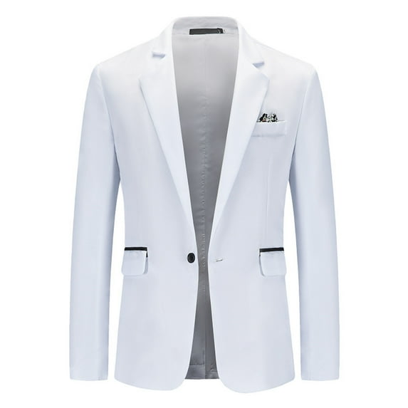 MSJUHEG Blazer For Women 2023 Suits For Men Mens Suit Slim Fit One Button Solid Tuxedo Acket Business Suits Wedding Party Homecoming Suits For Men Womens Blazer White 2Xl