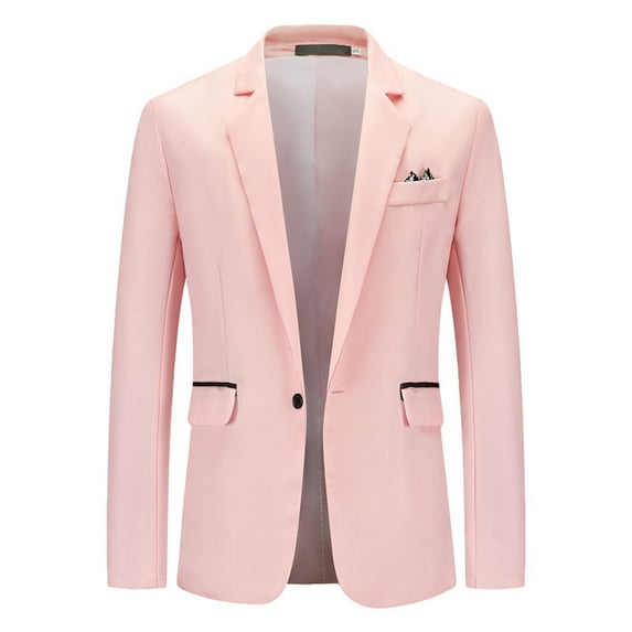 MSJUHEG Blazer For Women 2023 Suits For Men Mens Suit Slim Fit One Button Solid Tuxedo Acket Business Suits Wedding Party Homecoming Suits For Men Womens Blazer Pink M