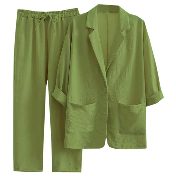MSJUHEG Blazers for Women Women Blazers for Work Casual Spring Jackets for Women 2025 Cropped Jacket Summer Jackets for Women Women Blazer Lightweight Jacket Women Green S
