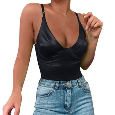 MSJUHEG Bodysuits For Women Tank Tops For Women 2023 Camisole Pure Color Jumpsuit Women European And American Spring And Summer Fashion Sexy Backless Jumpsuit Bodysuit Joggers For Women Black L