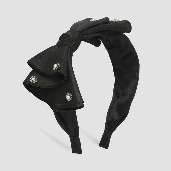 MSJUHEG Bow Headband,Padded Headband,Bow Scrunchie,Velvet Headband,Tie Headband,Headbands for Headbands Vintage Bow Headband Wide Top Knot Black One Size