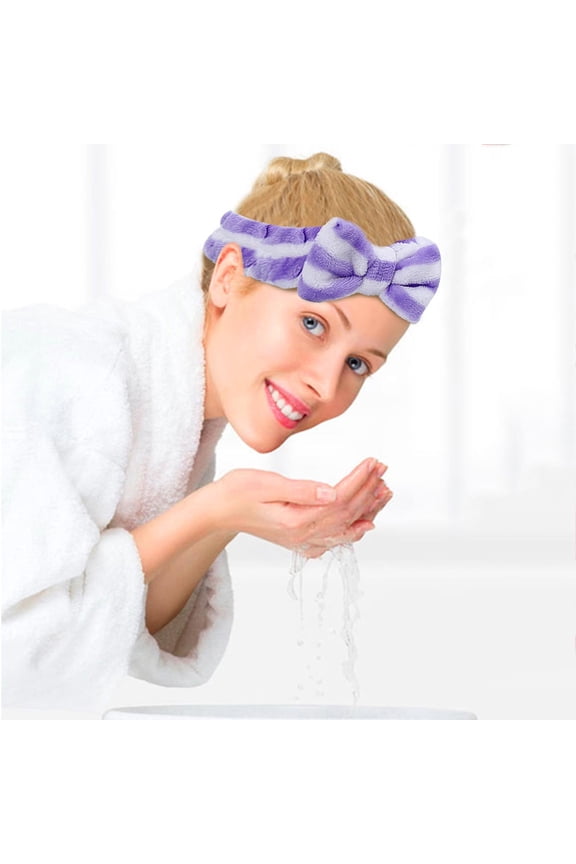 Bow Headband,Padded Headband,Bow Scrunchie,Velvet Headband,Tie Headband,Hydrotherapy Headband 1 Bow Hairband Facial Makeup Headband Purple One Size