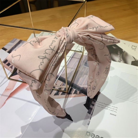 MSJUHEG Bow Headband,Padded Headband,Bow Scrunchie,Velvet Headband,Tie Headband for Women,Printed Hair Hoop Hair Headband Bow Headband Tie Headband Pink One Size