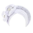 thumbnail image 1 of MSJUHEG Braid Turban Cap Twisted Braid Hat Braid Head Wrap for Women Beading Braid Hat Cancer Wrap Cap Sleep Caps Hats for Women Fascinators Hats for Women Polyester Spandex 1PC Hat White One Size, 1 of 2
