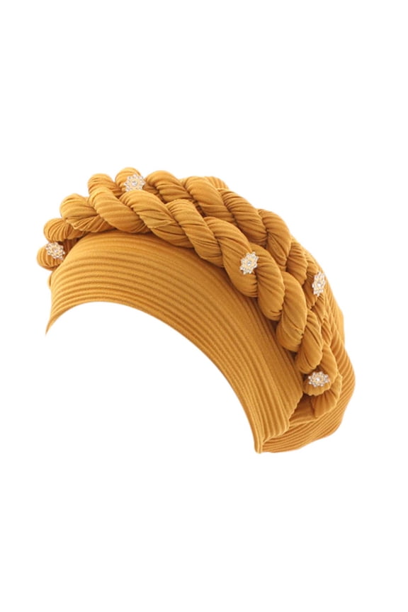 Braid Turban Cap Twisted Braid Hat Braid Head Wrap for Women Beading Braid Hat Ruffle Cancer Wrap Cap Sleep Caps Hats for Women Fascinators Hats for Women Polyester 1PC Hat Orange One Size