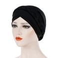 thumbnail image 1 of MSJUHEG Braid Turban Cap Twisted Braid Hat Braid Head Wrap for Women Hat Solid One Tail Chemo Beanie Scarf Turban Wrap Cap Hats for Women Fascinators Hats for Women Polyester 1PC Hat Black One Size, 1 of 3