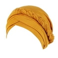 thumbnail image 1 of MSJUHEG Braid Turban Cap Twisted Braid Hat Braid Head Wrap for Women Solid Plait Hat Cancer Chemo Beanie Turban Wrap Cap Hats for Women Fascinators Hats for Women Polyester 1PC Hat Yellow One Size, 1 of 2