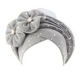 thumbnail image 1 of MSJUHEG Braid Turban Cap Twisted Braid Hat Braid Head Wrap for Women Beading Braid Hat Cancer Wrap Cap Sleep Caps Hats for Women Fascinators Hats for Women Polyester Spandex 1PC Hat Gray One Size, 1 of 2