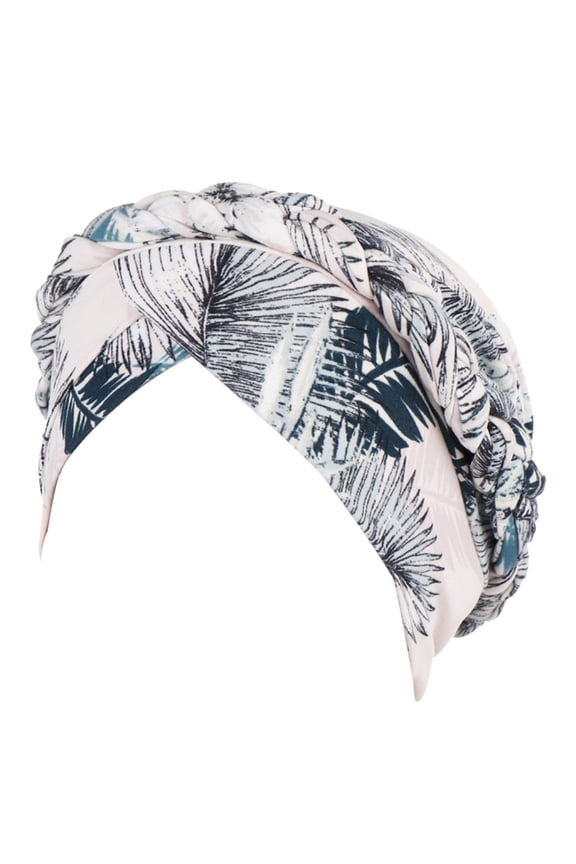 Braid Turban Cap Twisted Braid Hat Braid Head Wrap for Women Floral Braid Hat Ruffle Chemo Beanie Turban Wrap Cap Hats for Women Fascinators Hats for Women Polyester 1PC Hat White One Size