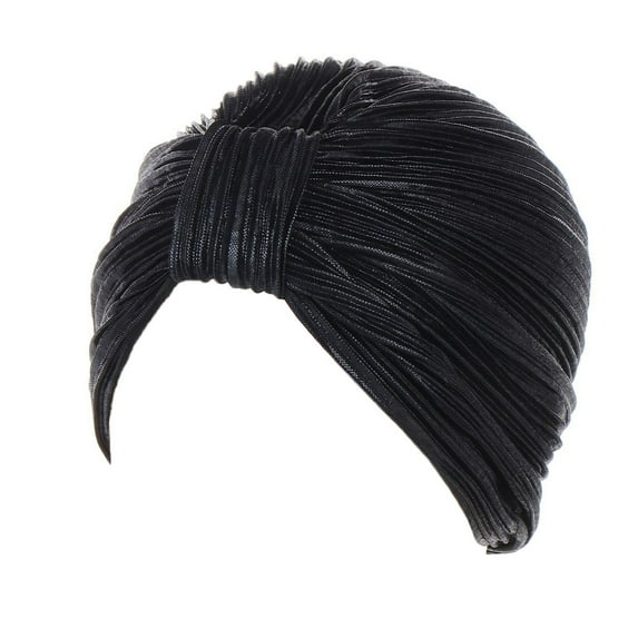 MSJUHEG Braid Turban Cap Twisted Braid Hat Braid Head Wrap for Women Knot Pleated Head Hat Cap Headwear Turban Cap Hats for Women Fascinators Hats for Women Polyester 1PC Hat Black One Size