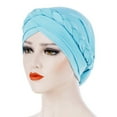 thumbnail image 1 of MSJUHEG Braid Turban Cap Twisted Braid Hat Braid Head Wrap for Women Hat Solid One Tail Chemo Beanie Scarf Turban Wrap Cap Hats for Women Fascinators Hats for Women Polyester 1PC Hat Sky Blue One Size, 1 of 3