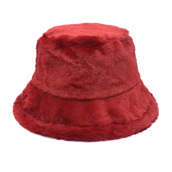 MSJUHEG Bucket Hat Cowboy Hat Trucker Hat Womens Solid Color Winter Thermal Windproof Bucket Fisherman Hat for Women for Girls Hats for Women Fascinators Hats for Women Polyester 1PC Hat Red M