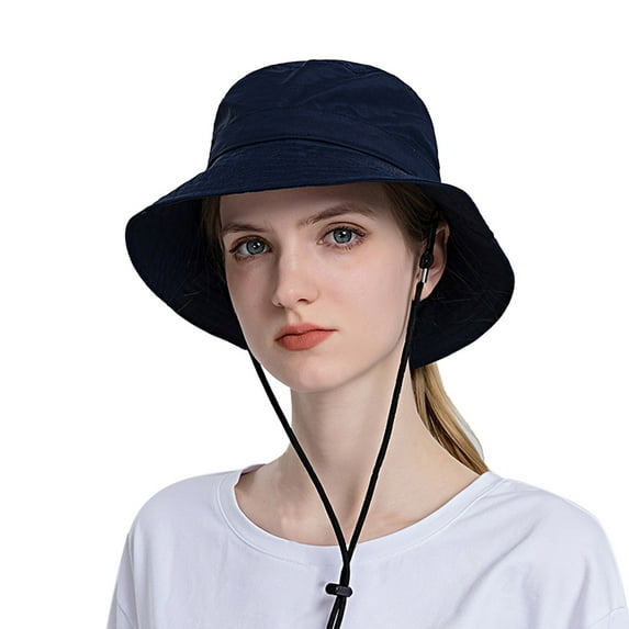 MSJUHEG Bucket Hat Sun Hat Trucker Hat Women Sun Hat Wide Brim Protection Beach Hat Adjustable Bucket Hat Summer Hats Hats for Women Fascinators Hats for Women Polyester 1PC Hat Navy One Size