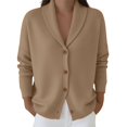 thumbnail image 1 of MSJUHEG Button Up Cardigan Long Sleeve Tops Crop Cardigan Sweater Open Front Tops Cardigan Sweaters Knit Coat Button Open Front Fashion Clothes Khaki M, 1 of 5
