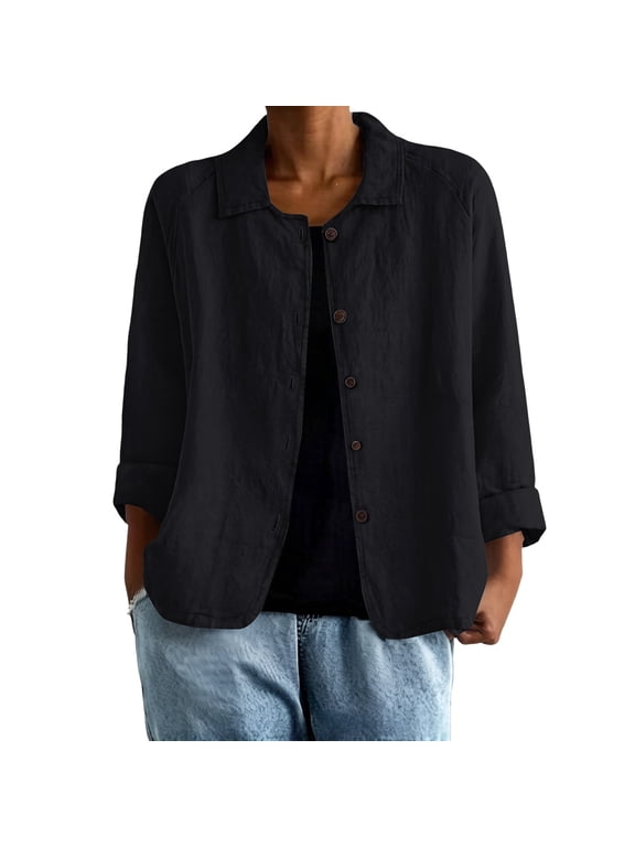 Button Down Cardigan Long Sleeve Work Shirts Cardigan Sweaters Cropped Knit Cardigan Crop Cardigan Sweater Casual Cardigan Fall Winter Sweater Coat Black L