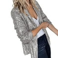 thumbnail image 1 of MSJUHEG Cardigan For Women Cardigan Sweaters For Women Women Sequins Jacket Casual Long Sleeve Glitter Party Shiny Lapel Rave Outerwear Jacket Womens Cardigan Sweaters Grey Xl, 1 of 4