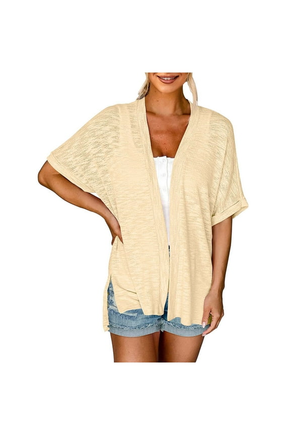 Cardigan For Women Cardigan Sweaters For Women Womens Summer Lightweight Cardigan Short Sleeve Open Front Casual Loose Cover Ups Tops Blouse Womens Cardigan Sweaters Beige Xxl