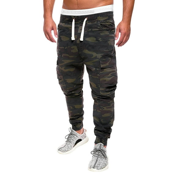 MSJUHEG Cargo Pants Cargo Pants For Men Loose Handsome Pocketjeans Pants Tooling Camouflage Pants M-4Xl Joggers For Men Army Green L