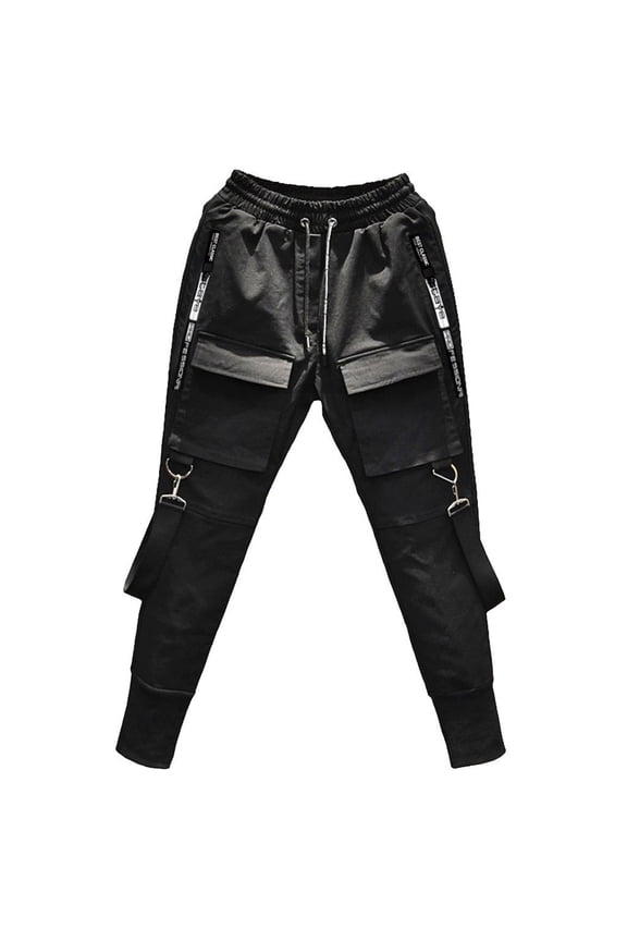 Cargo Pants Cargo Pants For Men Side Pockets Pencil Pants Hip Hop Patchwork Ripped Sweatpants Joggers For Men Black L