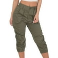 thumbnail image 1 of MSJUHEG Cargo Pants Women Cargo Sweatpants For Women Cropped Pants Rrousers Harem Pocket Beam Loose Shorts Foot Pants Pants Womens Joggers Green S, 1 of 4