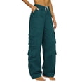 thumbnail image 1 of MSJUHEG Cargo Pants for Women Large Pockets Lightweight Sweatpants Trousers Slacks Elastic Waist Straight Leg Joggers Streetwear High Waisted Parachute Pants Fashion Outfits Blackish Green 3XL, 1 of 9
