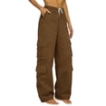 thumbnail image 1 of MSJUHEG Cargo Pants for Women Multiple Pockets Elastic Waist Cargo Pants Track Pants Stretchy Pants Joggers Streetwear Baggy Hiking Pants Oversized Fit Women's Hiking Pants Coffee XL, 1 of 9