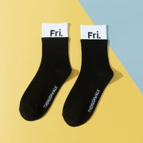 MSJUHEG Compression Socks Men,Ankle Socks,Yoga Socks,Running Socks,No Show Socks Womens,Matching Creative Week Printed Cotton Socks Sock Sports and Stockings Black A