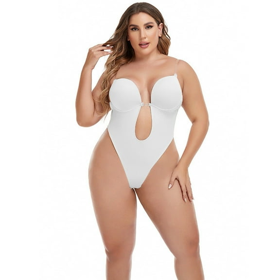 MSJUHEG Corset Top White Corset Shapewear For Women Plus Size Backless Built In Bra Body Shaper Seamless With Open Crotch Corset Bodysuit White L