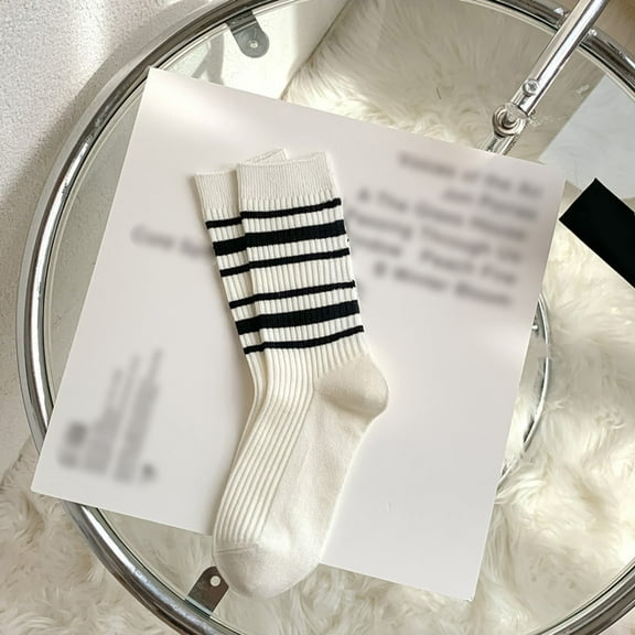 MSJUHEG Crew Socks,Frilly Socks Women,Tube Socks Women,Retro Socks,Striped Socks Women,White Socks Vintage Striped Embroidered Lettering Stockings Socks Q One Size