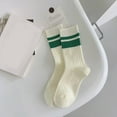 thumbnail image 1 of MSJUHEG Crew Socks,Frilly Socks Women,Tube Socks Women,Retro Socks,Striped Socks Women,White Socks Vintage Striped Embroidered Lettering Stockings Socks I One Size, 1 of 4