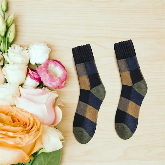 MSJUHEG Crew Socks for Women,Boot Socks for Women,Thermal Socks for Women,Hiking Socks Women,Wool Socks,Mens Ethnic Warm Wool Thickening Winter Unisex Wool D One Size